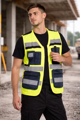 אפוד זוהר עם כיסים